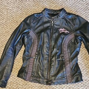 Harley-Davidson Women's Black and Pink Leather Jacket